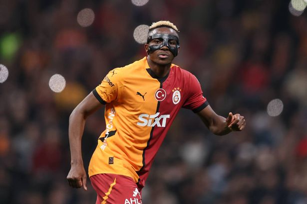 ISTANBUL, TURKEY - APRIL 20: Victor Osimhen of Galatasaray looks on during the Turkish Super League match between Galatasaray and Bodrum on April 20, 2025 in Istanbul, Turkey. (Photo by Ahmad Mora/Getty Images)