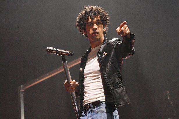 Matty Healy of The 1975 performs on the Pyramid stage