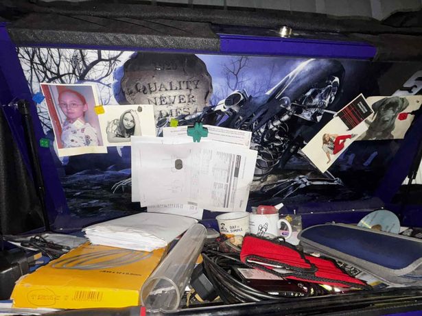 Mollie's dads toolbox with pictures and treasured memories inside
