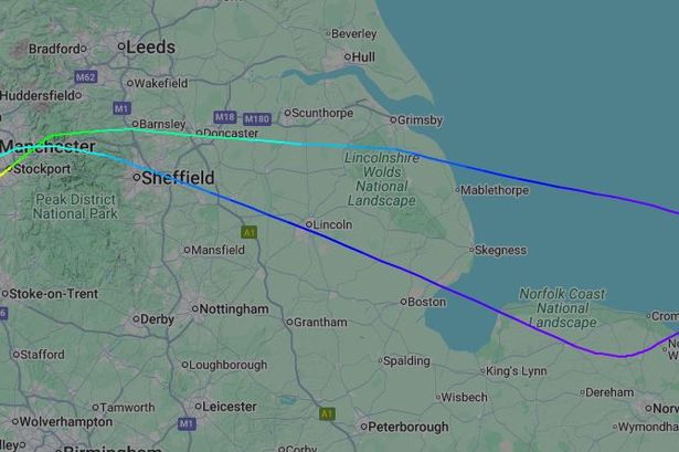 The flight took off from Manchester Airport on Monday evening and returned an hour later