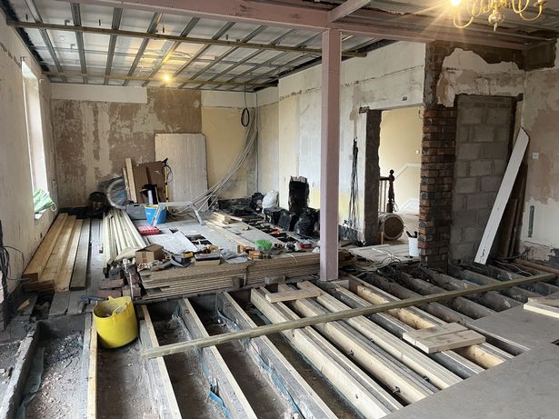 All the floors needed to come up too - for extra joist support and for hiding pipework
