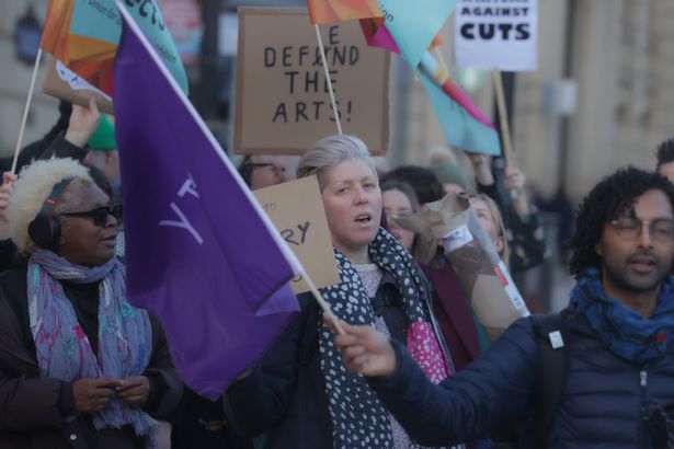 Demonstrators outside Birmingham Council House in 2024 over the planned cuts to budgets.