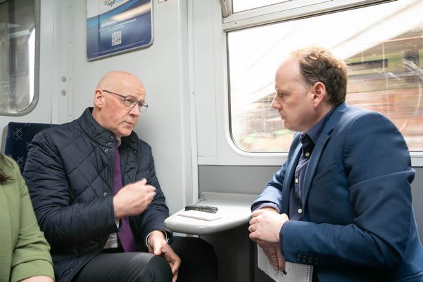 First Minister John Swinney talking to Daily Record Political Editor Paul Hutcheon