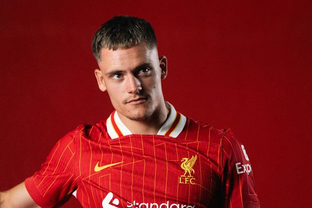 KIRKBY, ENGLAND - JUNE 20: (THE SUN OUT, THE SUN ON SUNDAY OUT) Florian Wirtz is unveiled as a Liverpool player after his signing at AXA Training Centre on June 20, 2025 in Kirkby, England. (Photo by Liverpool FC/Liverpool FC via Getty Images)