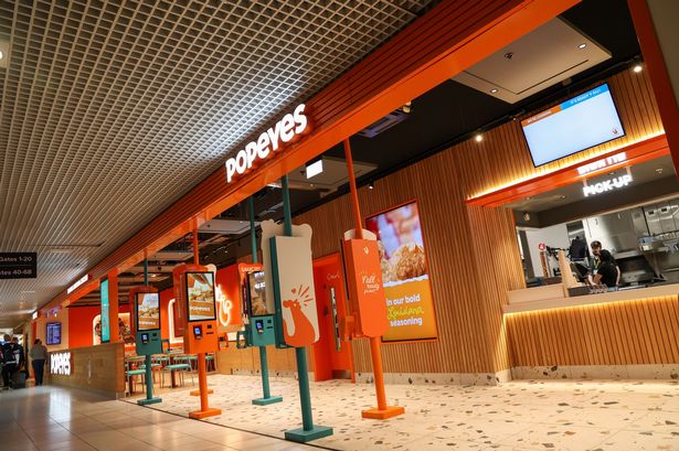 The new Popeyes restaurant which is where the former main Boots shop used to be at Birmingham Airport 
