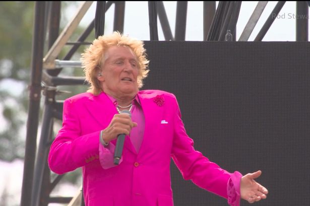 Sir Rod Stewart performing at Glastonbury Festival 2025