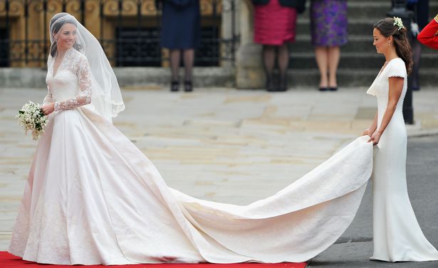 Kate Middleton and her sister Pippa Middleton on Kate's wedding day