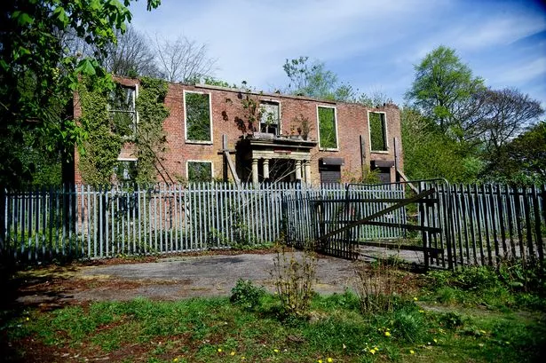 The south facade of the former Whitefield Town Hall before it was pulled down in late 2020