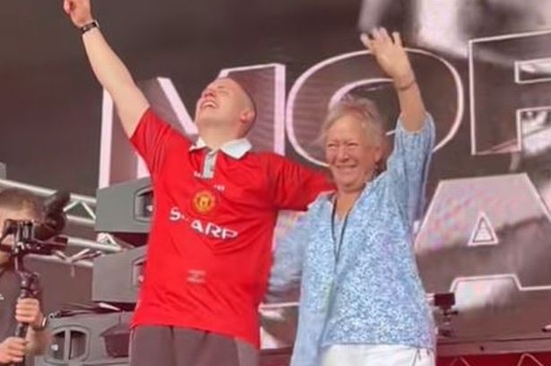 Morgan thanked the crowd for ‘sharing a moment with me and my family’ as he brought his grandma on stage