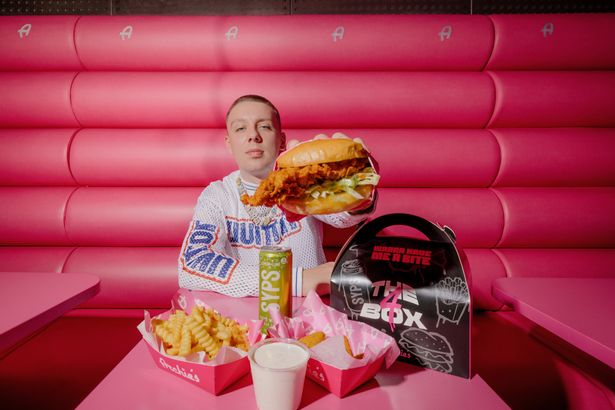 The box features some of Aitch's favourites at Archie's, including Mac & Cheese Bites and a Nashville Chicken Burger