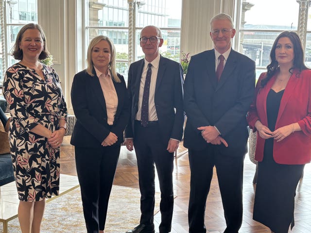 Fleur Anderson, Michelle O’Neill, Pat McFadden, Hilary Benn and Emma Little-Pengelly