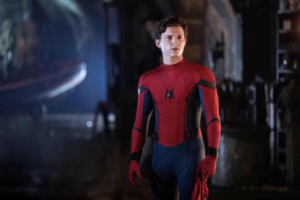 Spider-Man in his suit from *Spider-Man: Far From Home*.