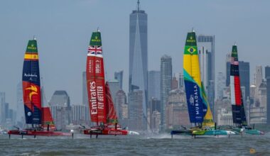 Sailing-Spain take lead on day one of SailGP in New York