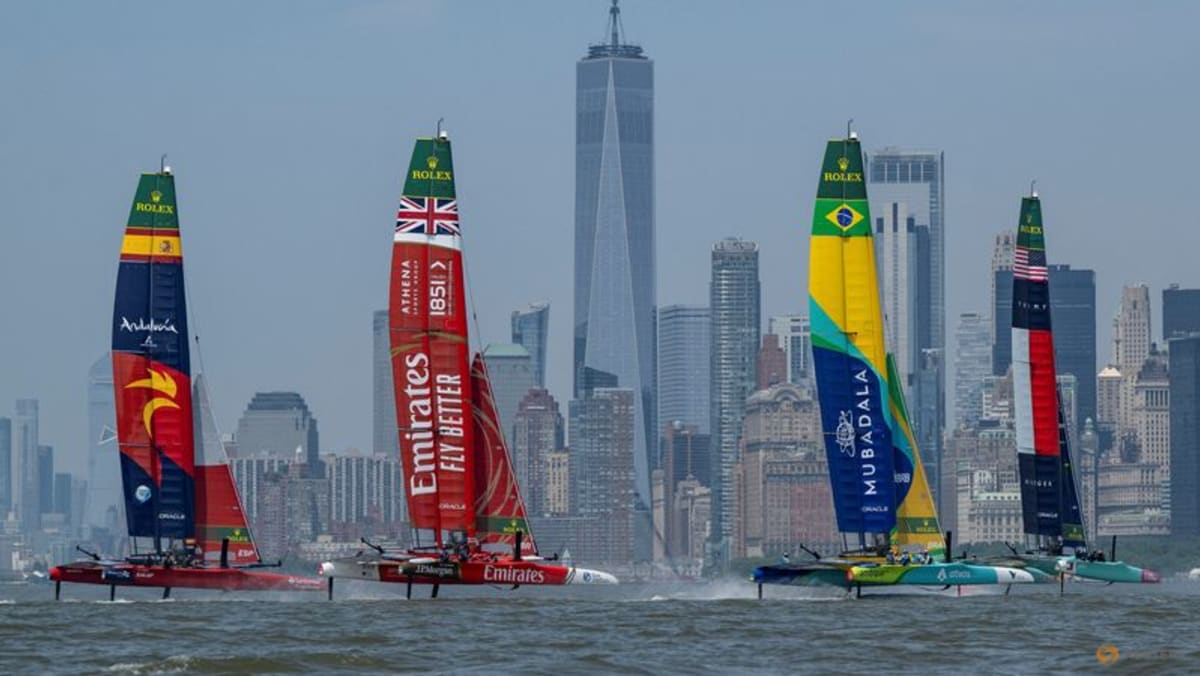 Sailing-Spain take lead on day one of SailGP in New York