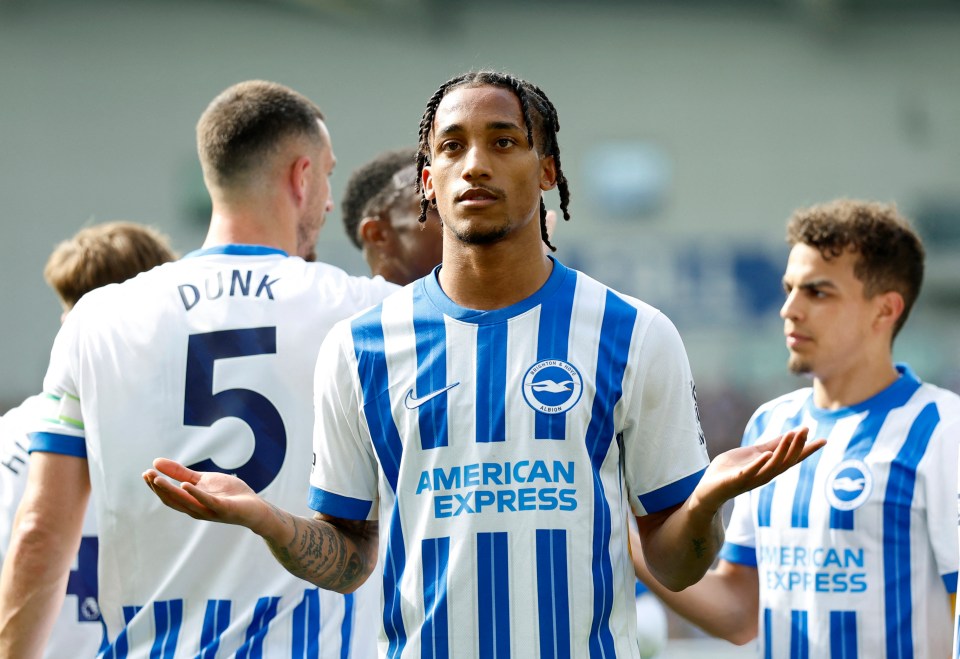 Joao Pedro of Brighton & Hove Albion looks confused.