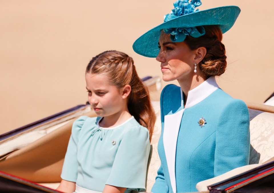 Princess Charlotte and Catherine, Princess of Wales, at the King's Birthday Parade.