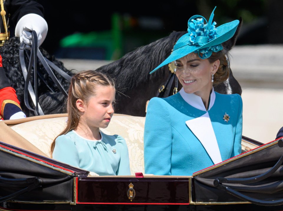 Princess Charlotte and Catherine, Princess of Wales, at the King's Birthday Parade.