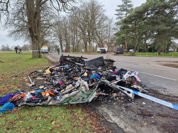 A caravan was set on fire last February