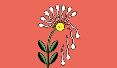 illustration of a flower losing its petals, which are shaped like sperm