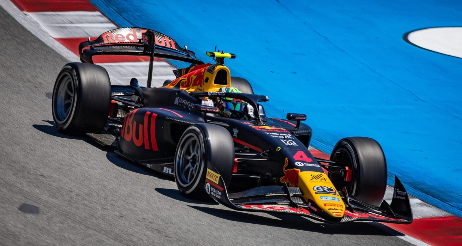 Arvid Lindblad triumphs from pole, clinching historic F2 Feature Race victory in Spain