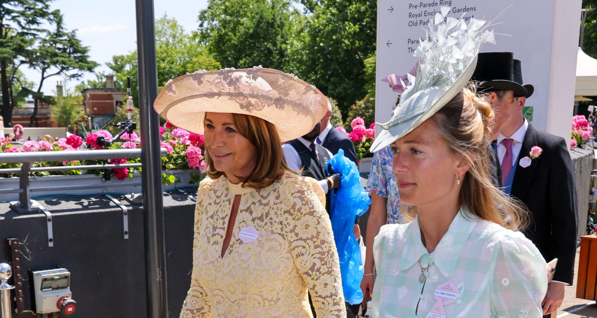 The Royal Ascot best dressed guests day two! Mother-daughter-in-law-duo Carole Middleton and Alizee Thevenet arrive in co-ordinating sorbet shades