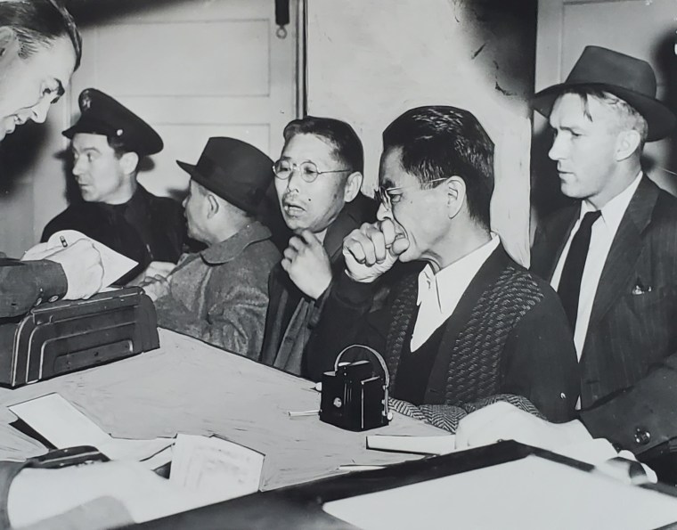 FBI detained hundreds of Japanese American men on Terminal Island after Japan bombed Pearl Island in 1942. Many were separated from their families were months. 