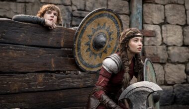 Mason Thames and Nico Parker in 'How to Train Your Dragon.'