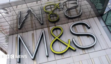 M&S sign on grey wall