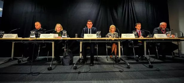 Press conference into the findings of the assurance review into Child Sexual Exploitation in Oldham at Greater Manchester Combined Authority offices. Chief Constable of GMP, Stephen Watson, Leader of Oldham Council, Cllr Amanda Chadderton, The Mayor of Greater Manchester, Andy Burnham,  Deputy Mayor of Greater Manchester, Bev Hughes, , and Independent Reviewers Malcolm Newsam and Gary Ridgway
