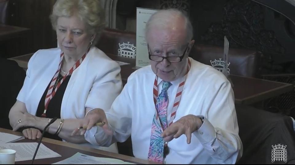 Lord Empey questioned Northern Ireland Secretary Hilary Benn and Nick Thomas-Symonds, Paymaster General and Minister for the Cabinet Office, at the House of Lords Northern Ireland Scrutiny Committee (Parliament/PA)