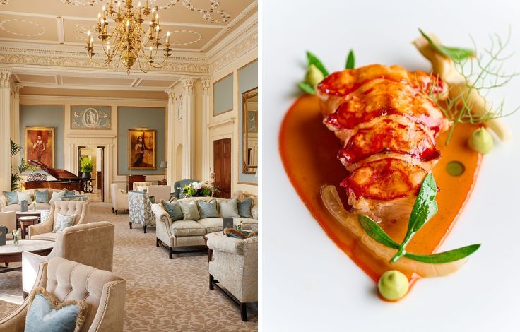 Grantley Hall provides Two-Key luxury, while The Angel is one of the best restaurants in the Yorkshire Dales. © Grantley Hall (L)/Tim Green (R)