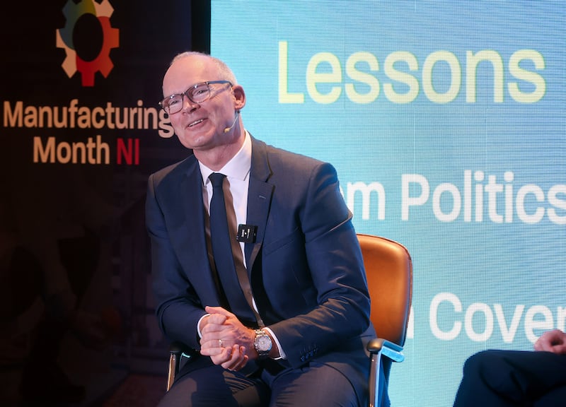 Former Tanaiste Simon Coveney speaking at business event in Belfast. PICTURE: MAL MCCANN