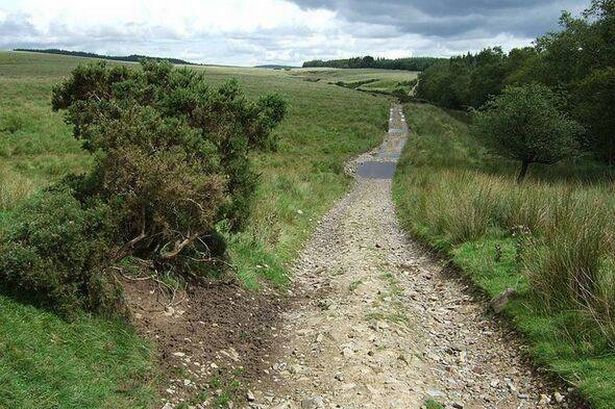 Sarn Helen Roman road as it looks not far north of Glynneath and east of the village of Coelbren in the southern fringes of Bann