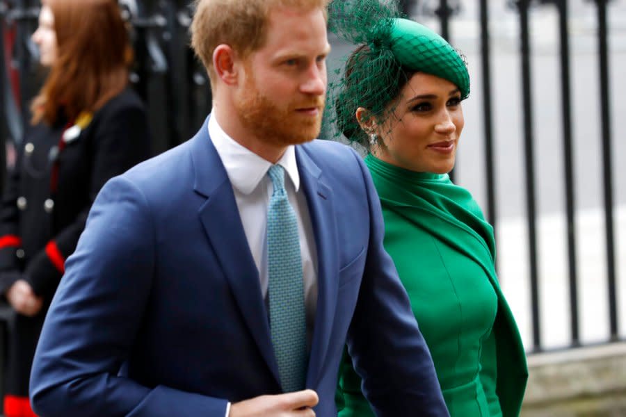 FILE – In this Monday, March 9, 2020 file photo, Britain’s Harry and Meghan the Duke and Duchess of Sussex arrive to attend the annual Commonwealth Day service at Westminster Abbey in London. Prince Harry has repaid 2.4 million pounds ($3.2 million) in British taxpayers’ money that was used to renovate the home intended for him and his wife Meghan before they gave up royal duties. (AP Photo/Kirsty Wigglesworth, file)