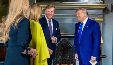 Queen Maxima, King Willem-Alexander and daughter Princess Catharina-Amalia greet President Donald Trump: Watch