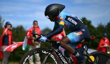 Benin's Hermione Ahouissou competes in the women's Elite Individual Time Trial cycling event at the 2024 UCI World Championships