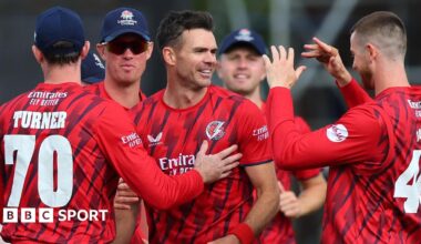 Sir James Anderson takes a wicket for Lancashire