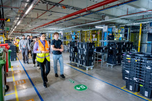 Jamal Qurban and Jasmeeq Kaur Phal (pictured) lead the students on a tour round the facility.