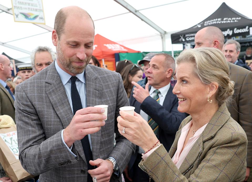 Prince William and Sophie, Duchess of Edinburgh try local Gin at the Royal Cornwall Show on June 06, 2025