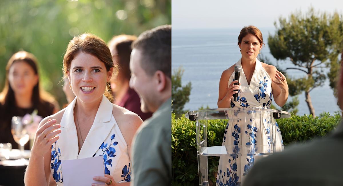 Princess Eugenie Embraces Summertime Florals in Rebecca Vallance Dress at the ‘Thirty Six for Coral’ Art Exhibition in France