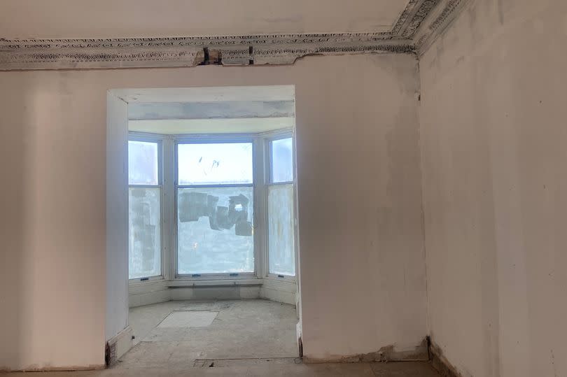 Bay window overlooks North Berwick beach front in former bank hall