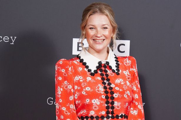 Joanna Page posing for the camera at a BBC launch event for Gavin and Stacey