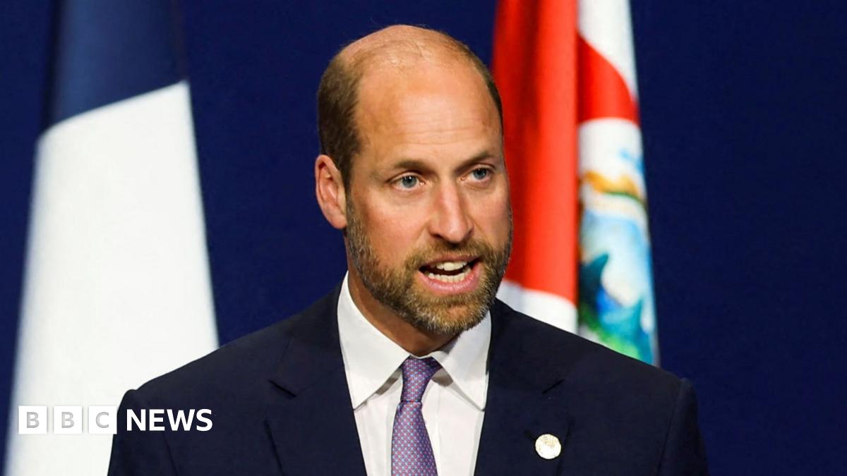 Prince William is speaking on stage.