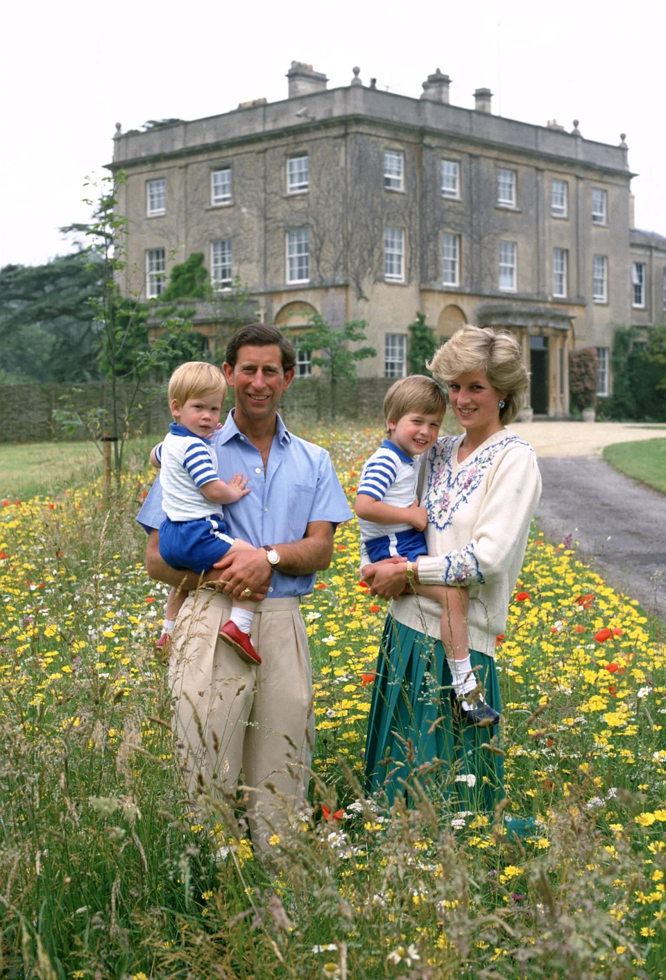 Prince Charles, Princess Diana, Prince Harry and Prince William at Highgrove House