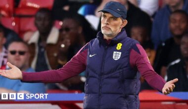 Head coach Thomas Tuchel looks frustrated