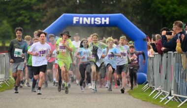 Almost 400 people took part in the colour run event to raise money and remember those lost