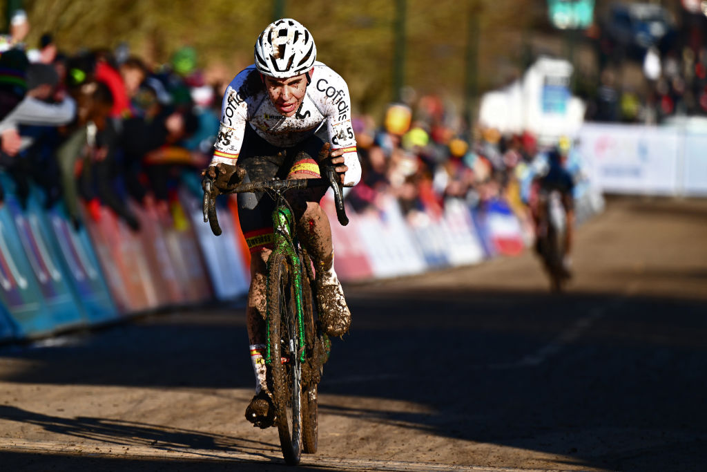 Benjamin Noval during the 2025 UCI Cyclocross World Championships junior men's race
