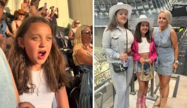 Amelia White's funny reaction to Beyoncé walking on stage at her concert.
