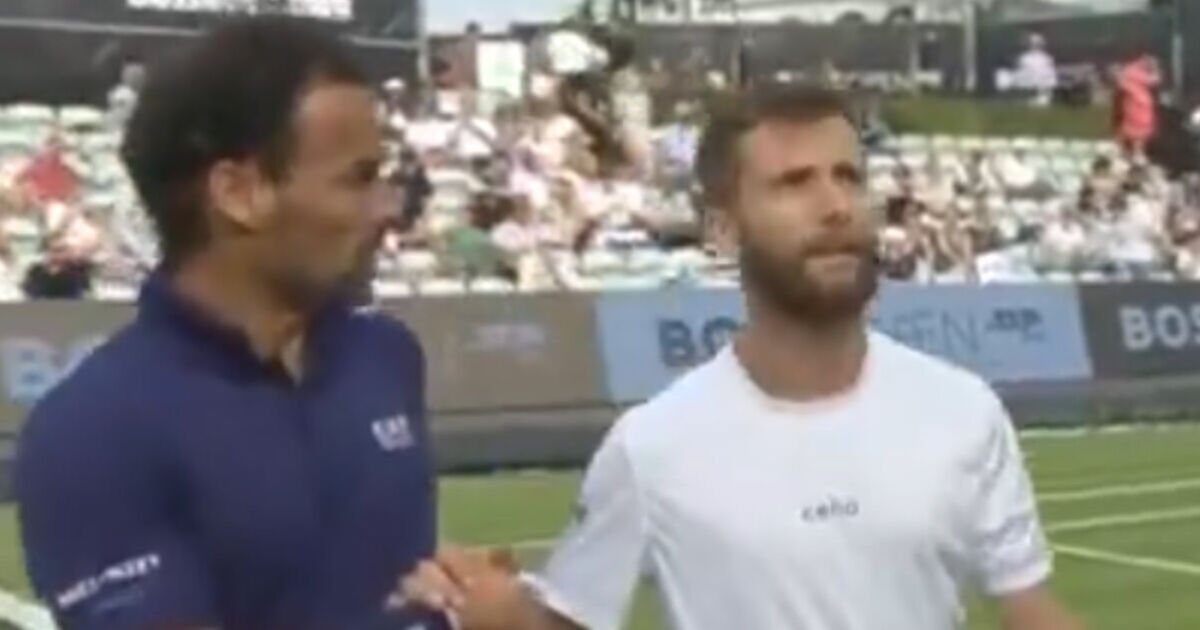 Tennis star snaps racket in two and tells rival 'look at me' during frosty handshake | Tennis | Sport