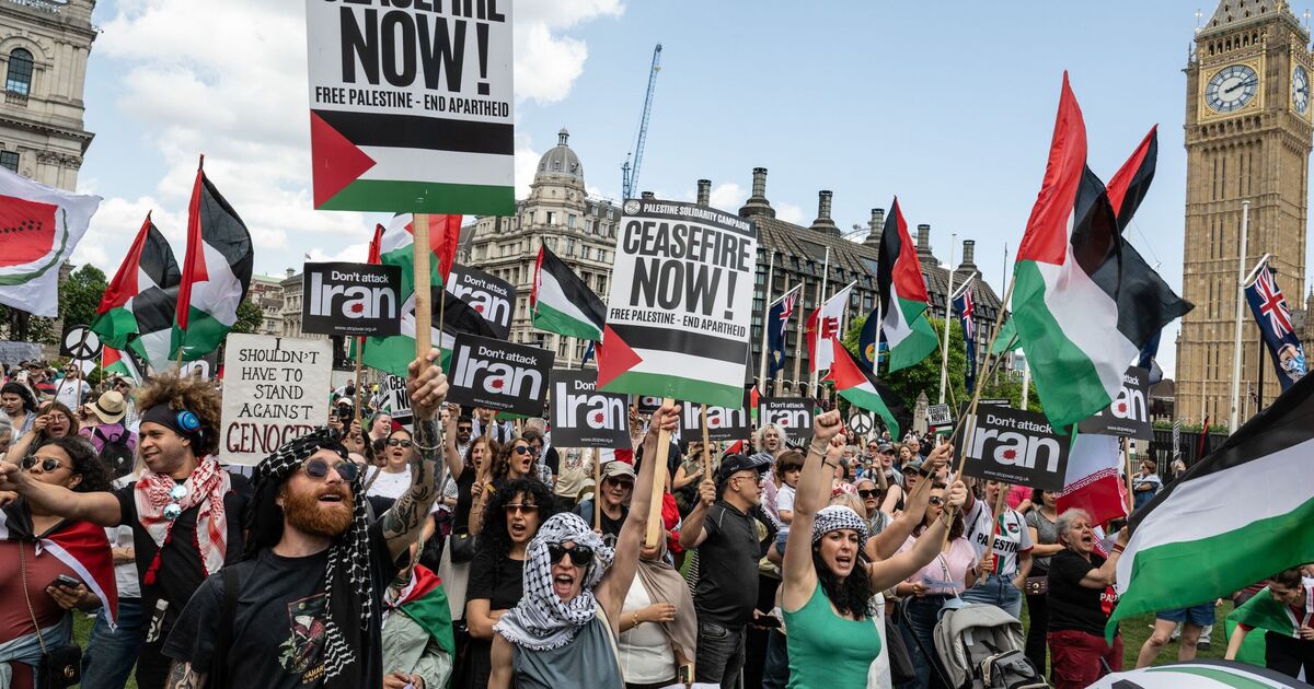 Protesters march through London waving Iranian flags and chanting 'stop bombing Iran' | UK | News